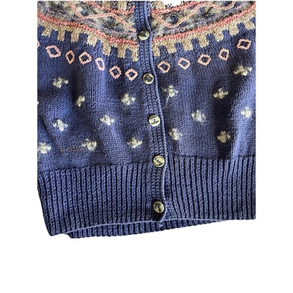 Sigrid Olsen VTG Cardigan Small Grandma Core Mohair Silk Cozy Blue Hand Knit - Picture 5 of 6